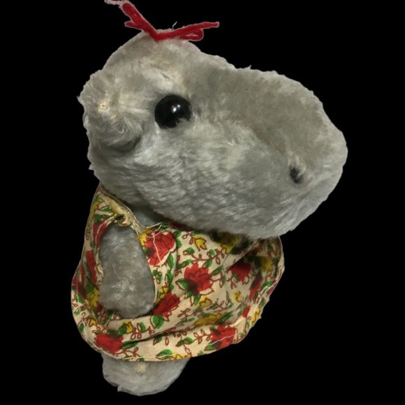 Russ Berrie Hippo Plush Nutshells Vintage 1977 Gray Stuffed Animal Toy Mini 5in. - Picture 6 of 11